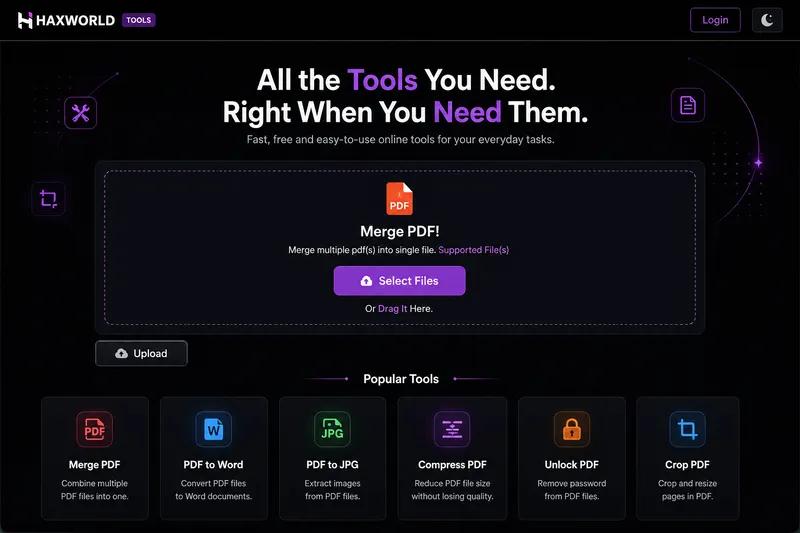 HaxWorld Tools interface